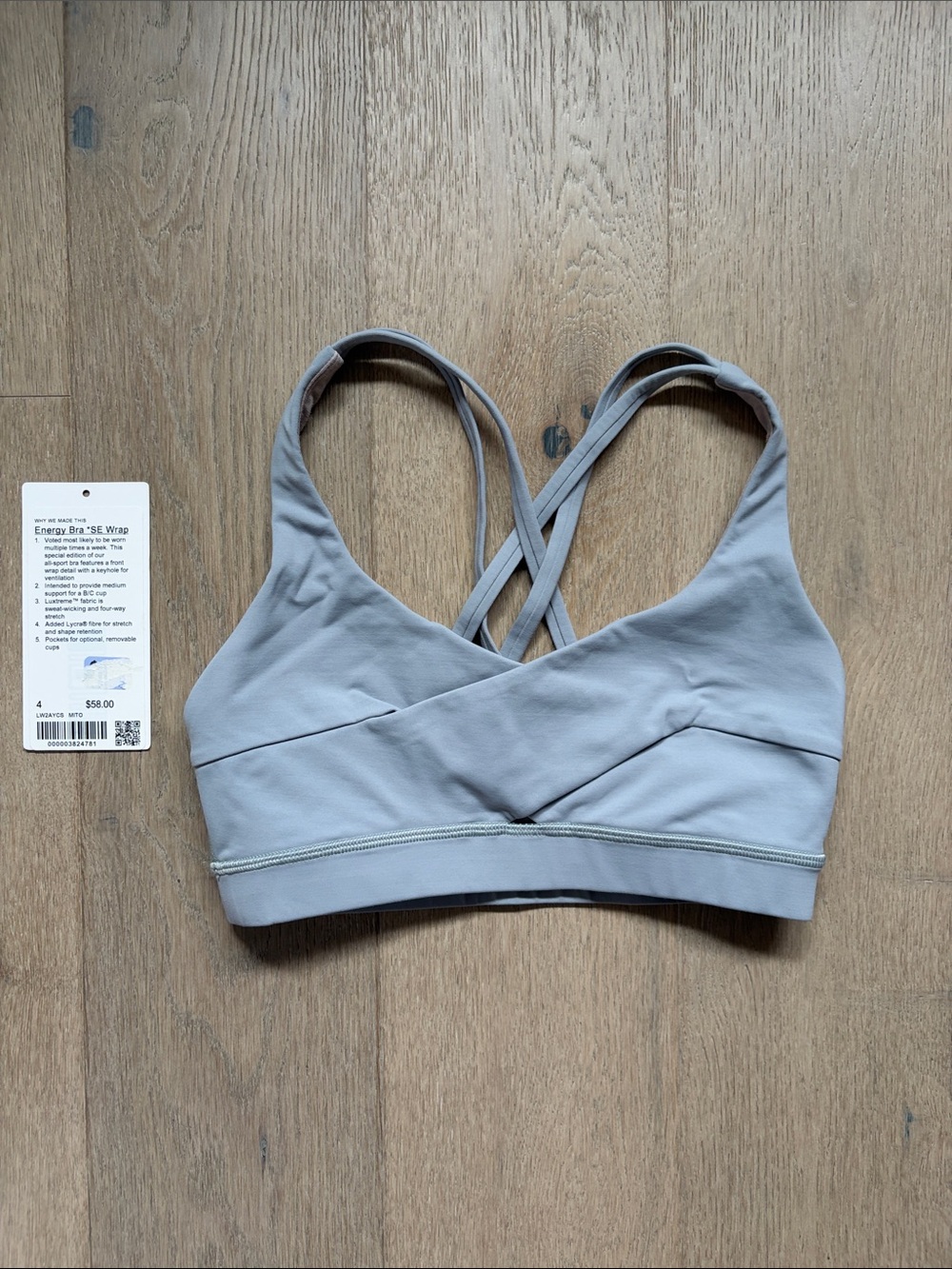 GUC energy bra *wrap misty moss size 4 lululemon luxtreme
